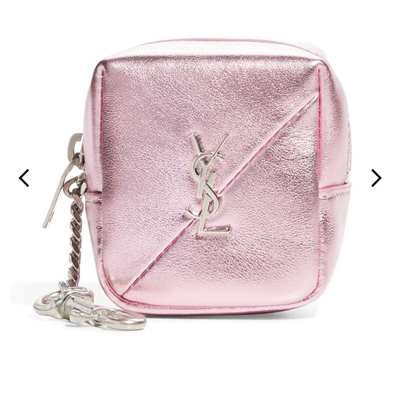 NWOT YSL Saint Laurent cube coin pouch in metallic Pink - Picture 5 of 6